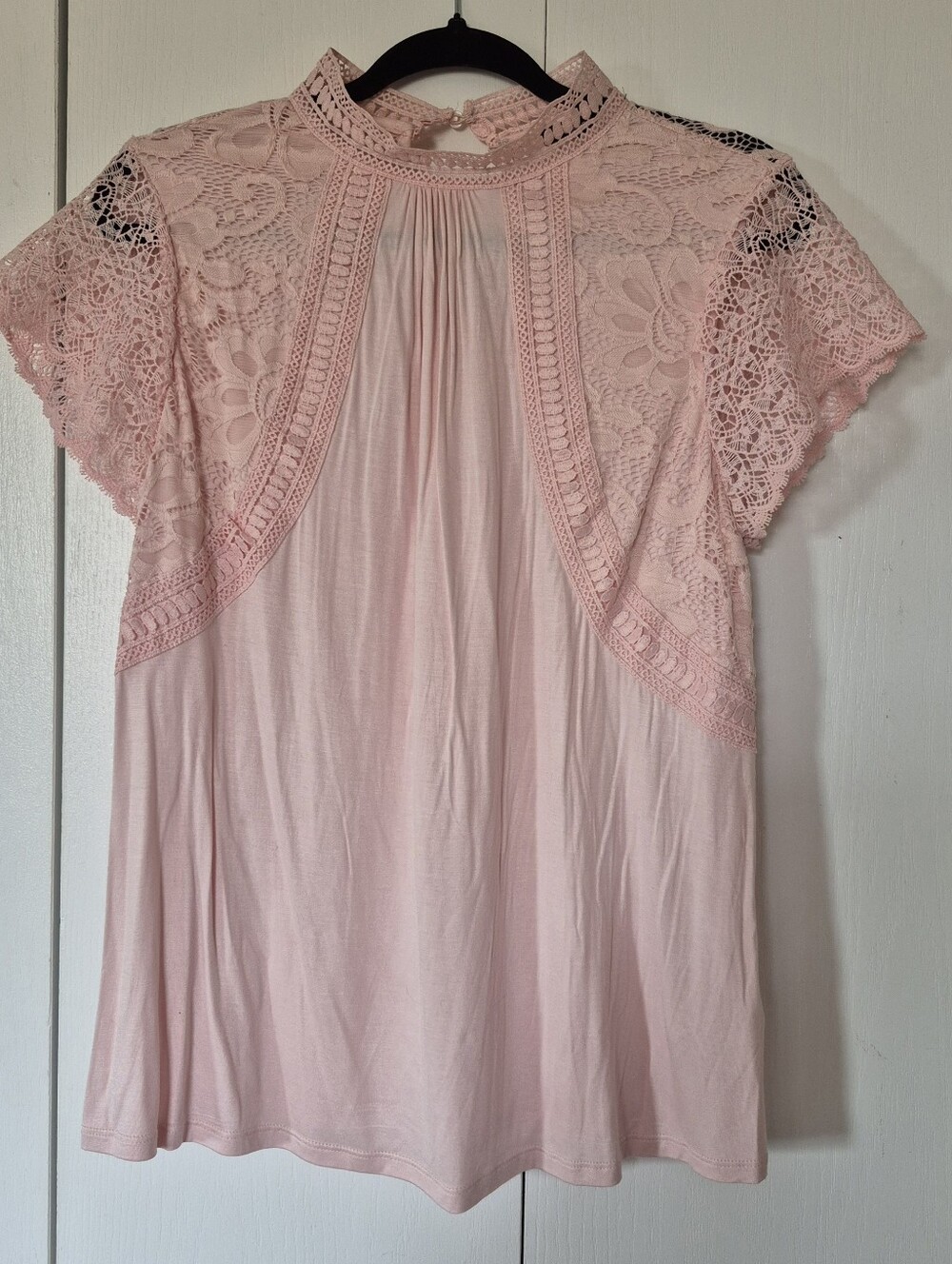 Lace High-Neck Women’s Top - Pink
